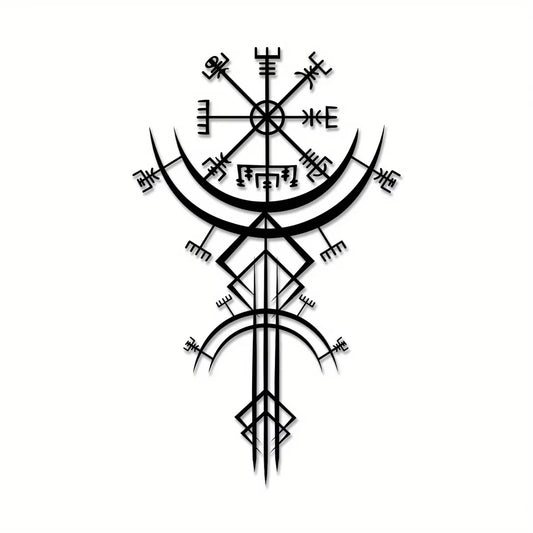 US Local Viking Metal Wall Art – Norse Rune Wall Decor, Medieval Nordic Mythology Iron Hanging, Unique Viking Gift for Men, Home & Office Metal Sign – Black Gothic Decor for Halloween, Bedroom, Living Room, B