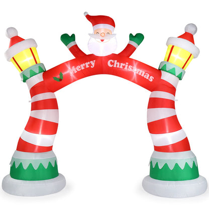 US Local 8.9ft Christmas Arch, 7 LED Lights, Drawstring Pockets, Christmas Inflatable Arch