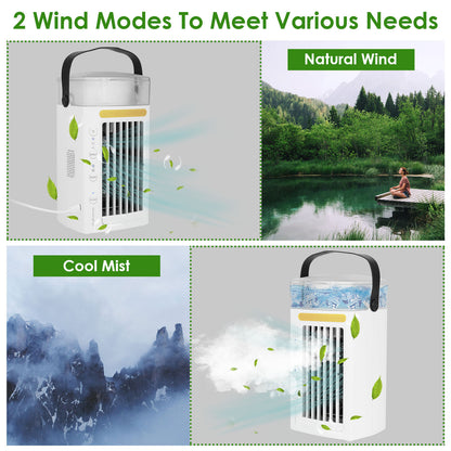 US Local 4 In 1 Portable Air Conditioner Fan Evaporative Air Cooler Water Mist Cooling Fan For Desktop 3 Speeds Nightlight