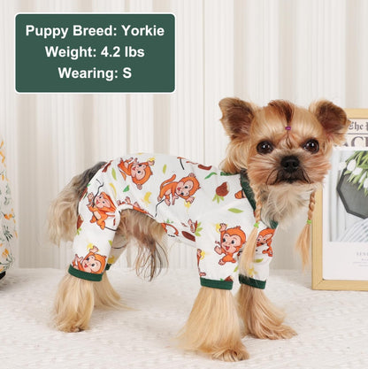 US Local Dog Pajamas Pjs Spring Summer Dog Clothes For Small Dogs Girl Boy, Soft Stretchy Tiny Chihuahua Yorkie Puppy Clothes Doggie Onesies Cat Pet Jammies Outfit, Brown Monkey