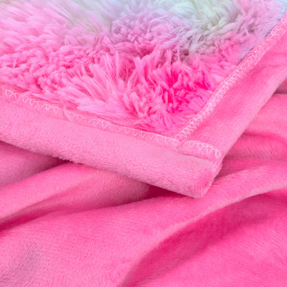 US Local 1 Piece Shaggy Blanket Plush Faux Fur Blanket For Bed Sofa Ultra Soft Luxury Sherpa Blanket Rainbow Colorful  Blanket