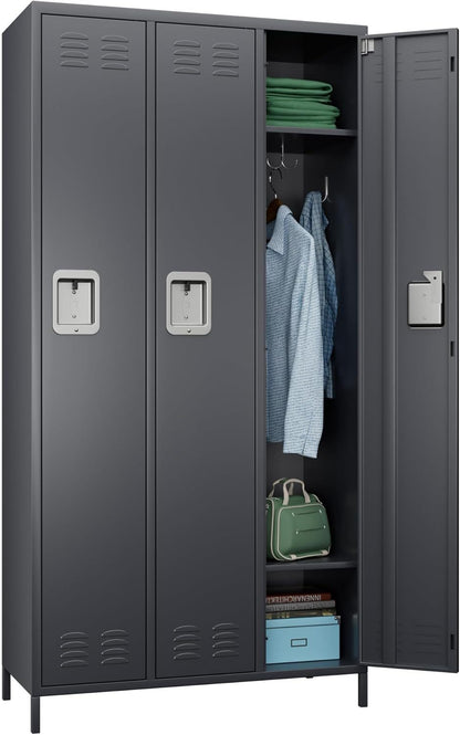 US Local 15 Doors Metal Lockers For Employees For Offices School Gyms Home,Assembly Required,Dark Gray