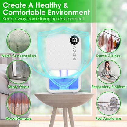 US Local 1Pc 37OZ Dehumidifier Indoor Portable Small Dehumidifier With Sleep Mode 24H Timer 7Color Lighting  Touch Control For Home Bathroom Basement Closet RV Bedroom