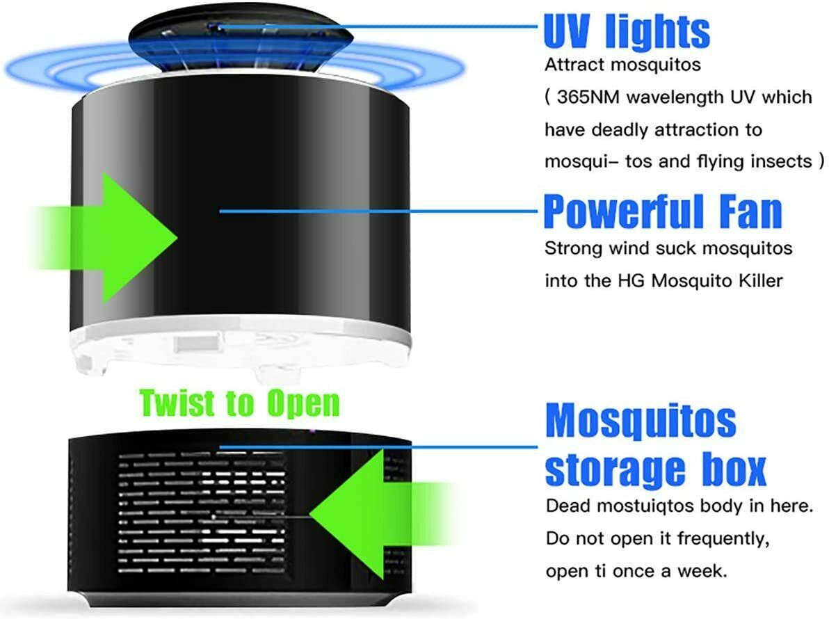 USA Local Electric UV Mosquito Killer Lamp Outdoor Indoor Fly Bug Insect Zapper Trap USB