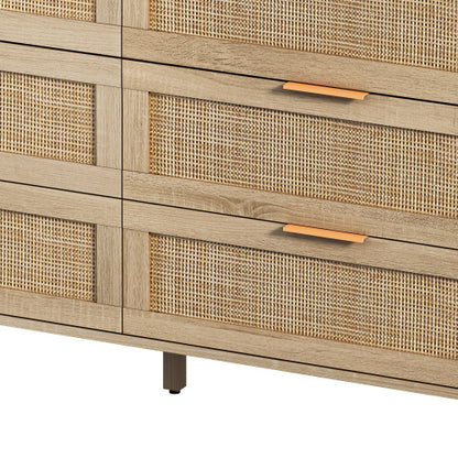 US Local Drawers Rattan Storage Cabinet Rattan Drawer,for Bedroom,Living Room,Natural