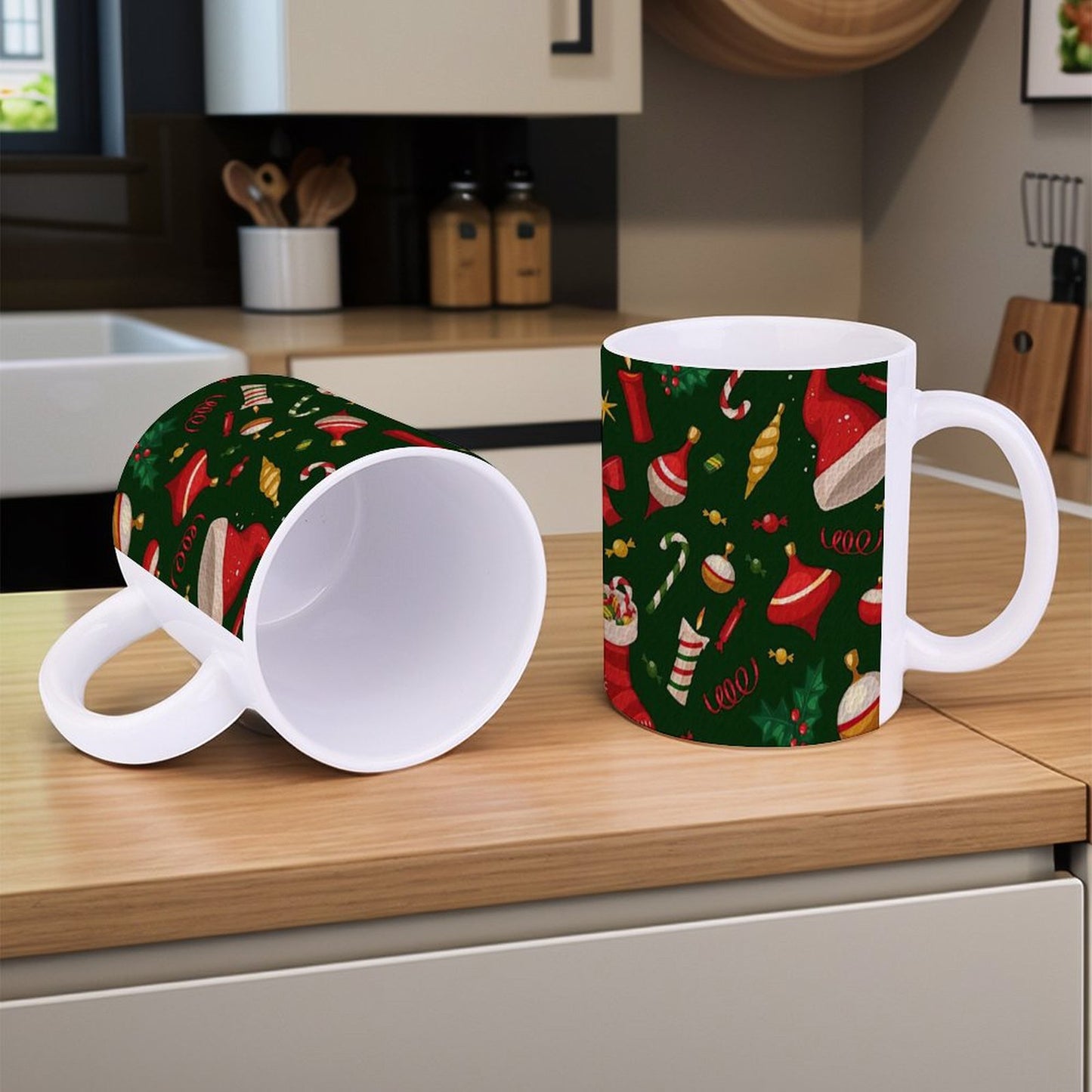 POD US Local White mug with full print, Christmas Sock 0086