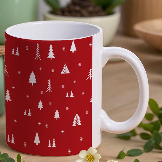 POD US Local White mug with full print, Christmas Trees 0006
