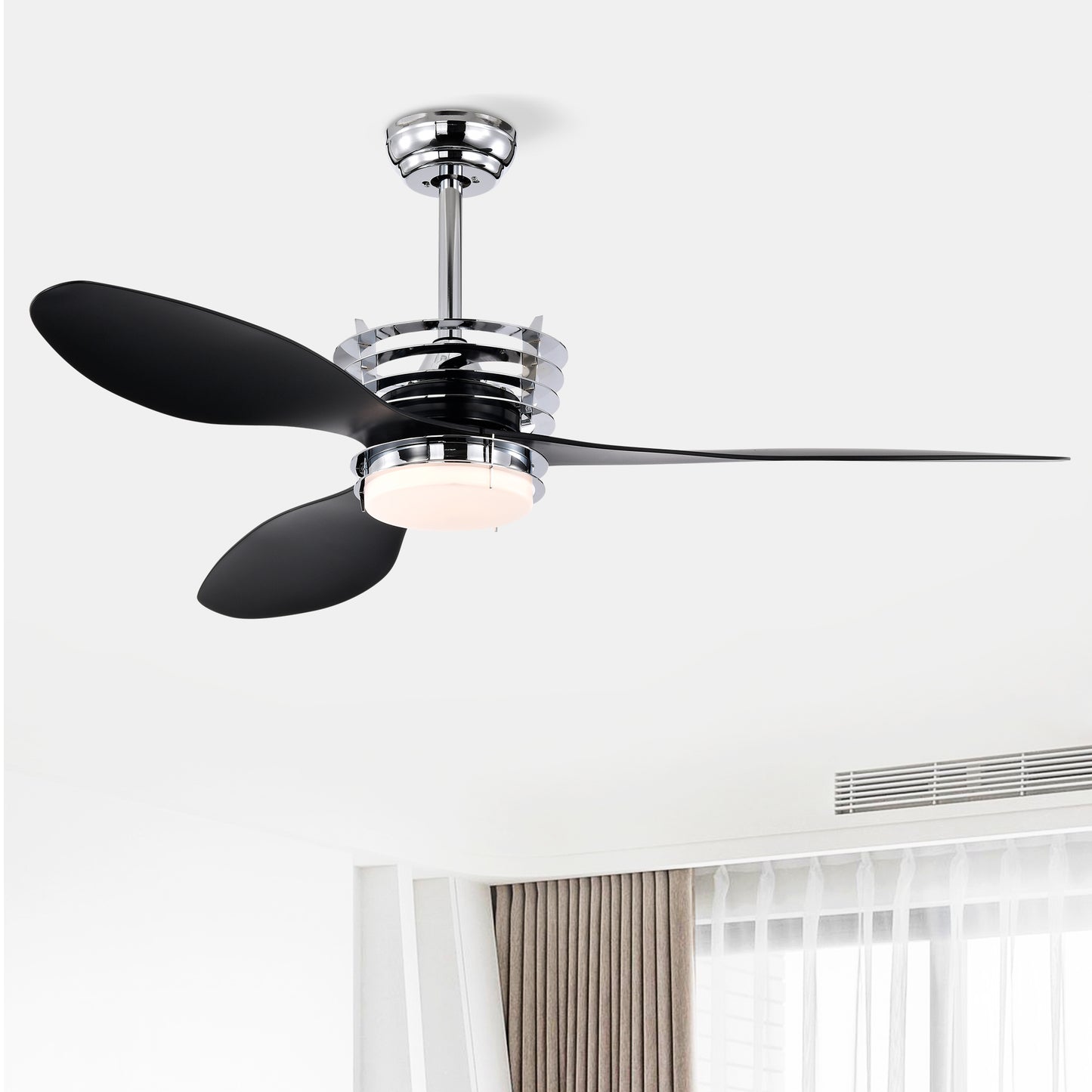 US Local 52'' ABS Blades Ceiling Fan With Lights And DC Remote, DC Motor Modern Ceiling Fan With 3 ABS Fan Blades & 2 Down Rods, Indoor Ceiling Fan With Light For Bedroom,Living Room