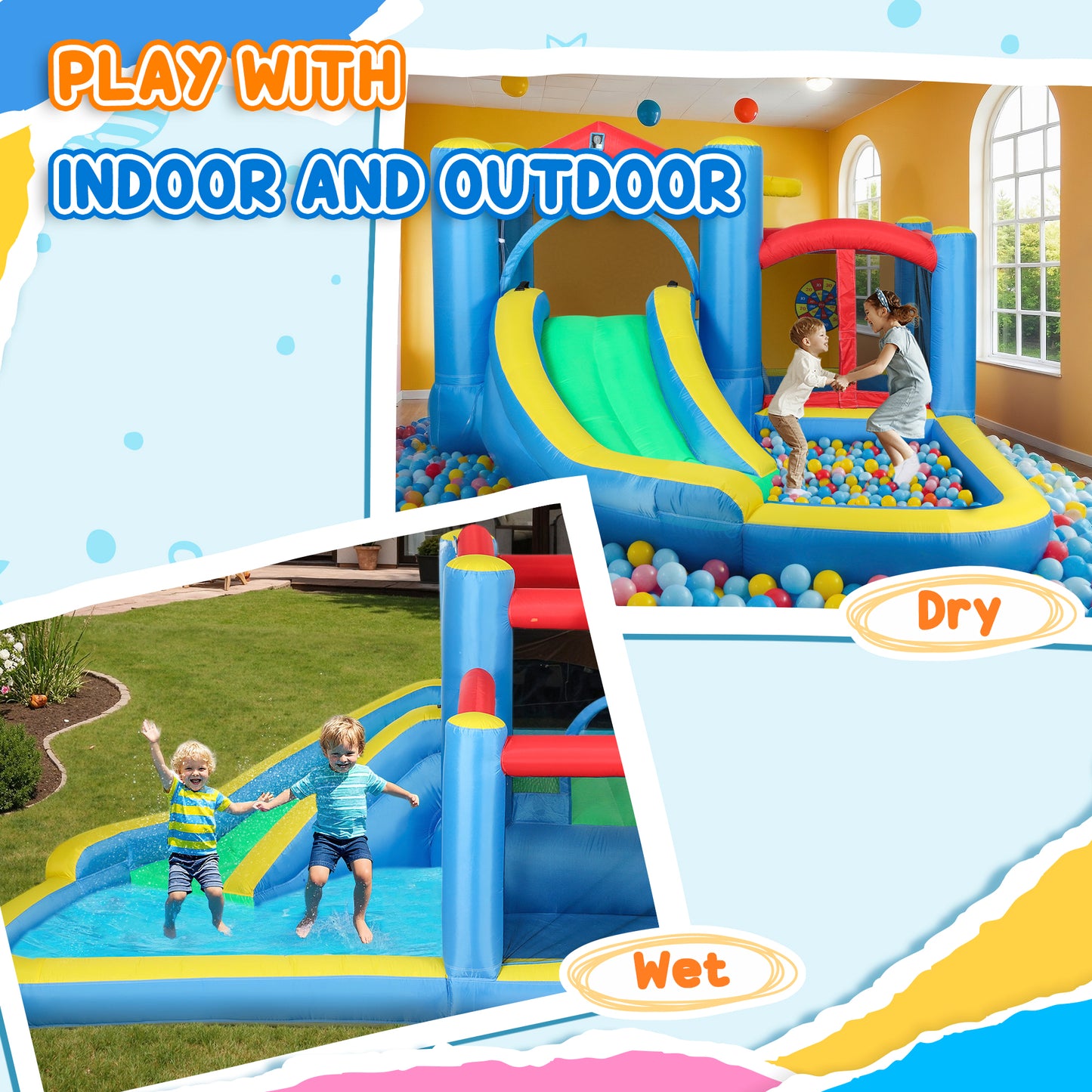 US Local Inflatable Water Slide Bounce House w/ 550W Blower