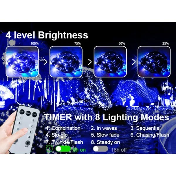 US Local 9.8 6.5FT Christmas Mesh Net Light,360 LED Net Light With 8 Modes Remote,Connectable Net String Christmas Lights For Garden