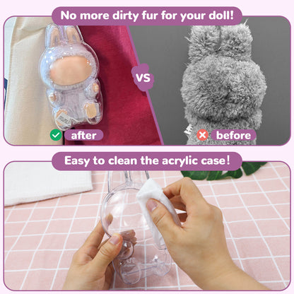 US Local Tocirelo Protective Case Cover Compatible With LABUBU Have A Seat, Clear Plastic Display Case With Keychain, Portable Acrylic Dustproof Accessories Protector Holder For Collectors  Doll Not Included