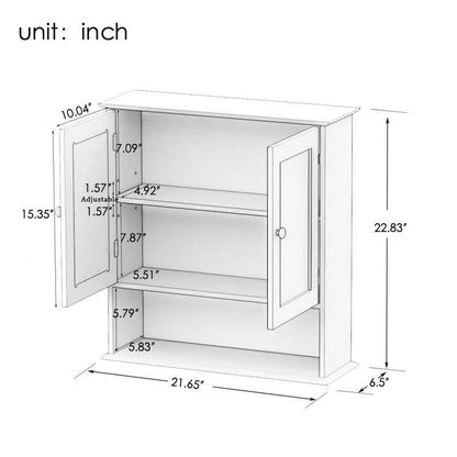 US Local Bathroom Wall Cabinet With Doule Mirror Doors And Shelvs
