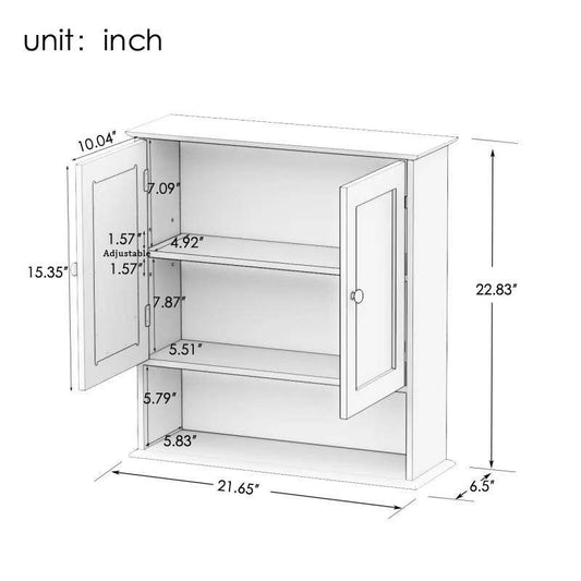 US Local Bathroom Wall Cabinet With Doule Mirror Doors And Shelvs