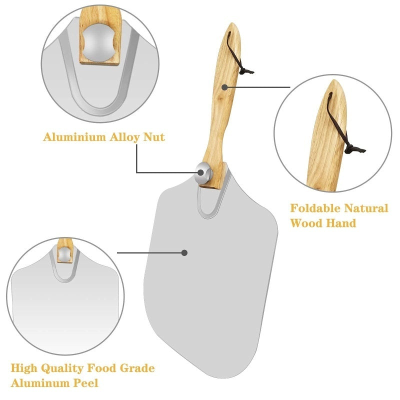 UK Local 12 Inch Pizza Peel Oven Aluminium Foldable Wood Handle And Pizza Paddle