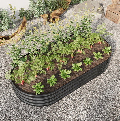 US Local Raised Garden Bed Outdoor, Oval Metal Planter For Plants, Vegetables, Flowers