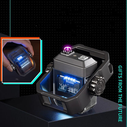 Pulse Lighter Double Arc Outdoor Windproof Type-C Charging Electric Lighter Mechanical Alloy Rotary Gyroscope Decompression Tool