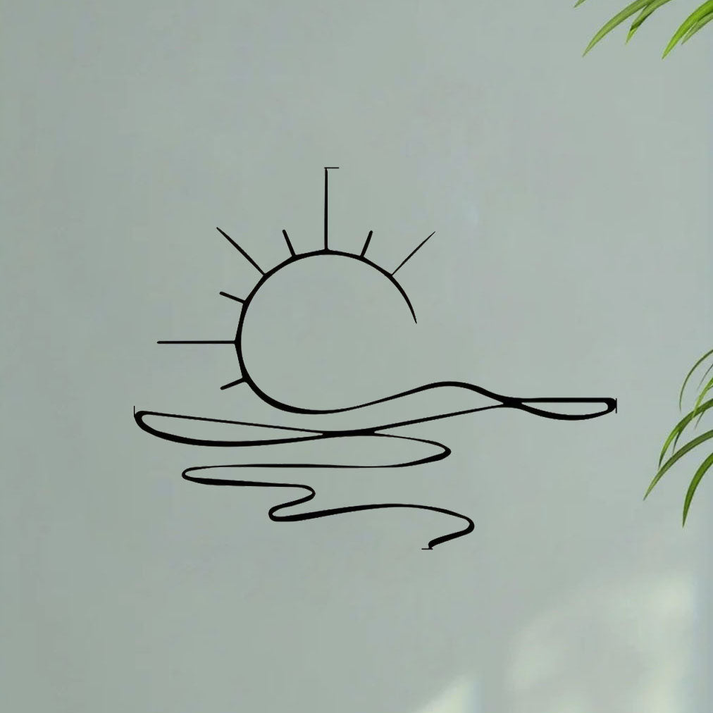 US Local Minimalist Sunrise Wall Art – Modern Metal Iron Wall Decor, Abstract Sun Line Design for Home | Elegant Housewarming & Wedding Gift, Versatile for Living Room, Bedroom, Bathroom, Kitchen & Halloween