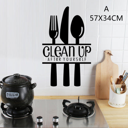 US Local English Proverbs Wall Stickers Kitchen Knife And Fork Creative Stickers
