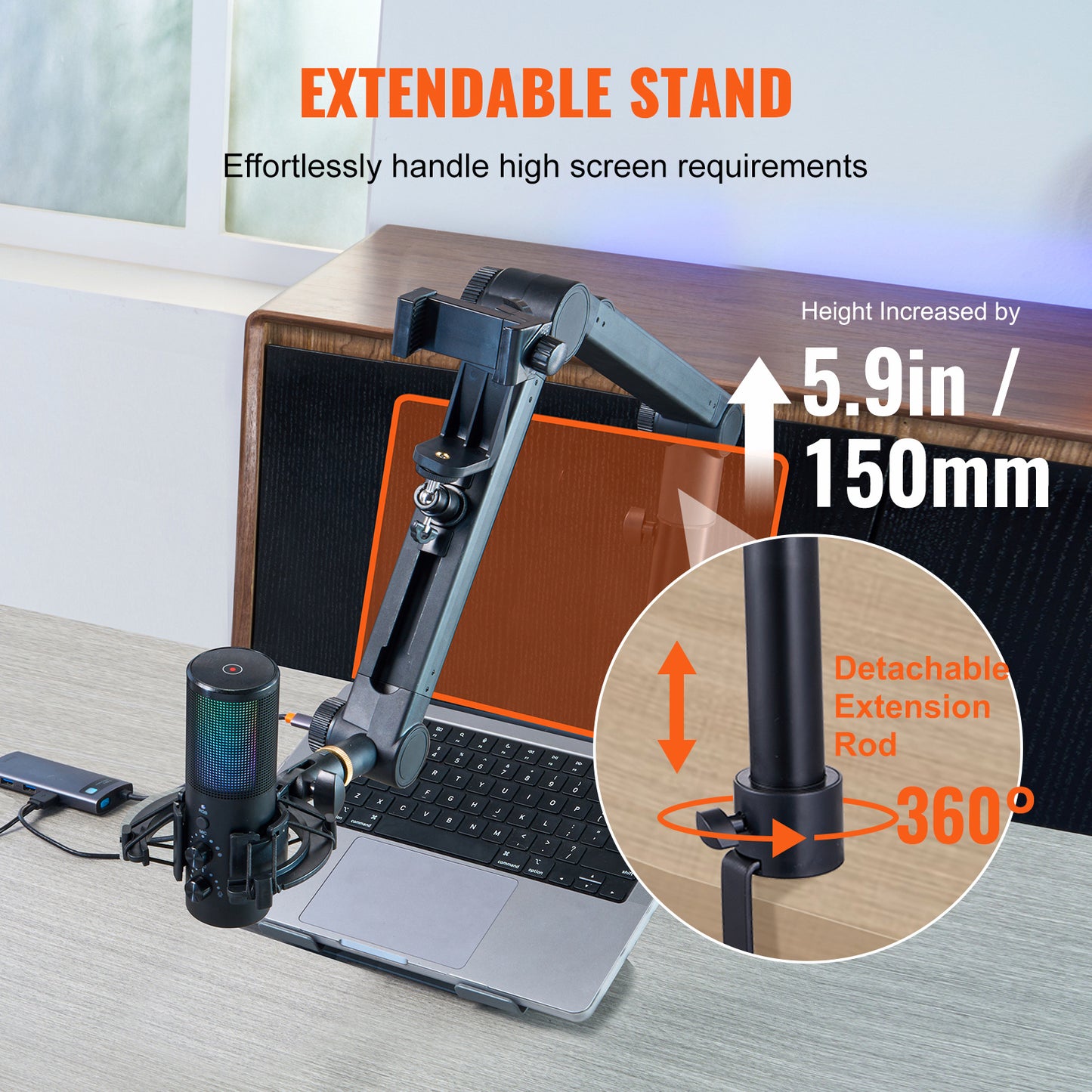 US Local VEVOR Microphone Boom Arm With Desk Mount,  Rotatable, Adjustable Mic Stand With Adapter Port Headset Hook, For Blue Hyperx Quadcast Blue Snowball Shure SM7B Audio Technica