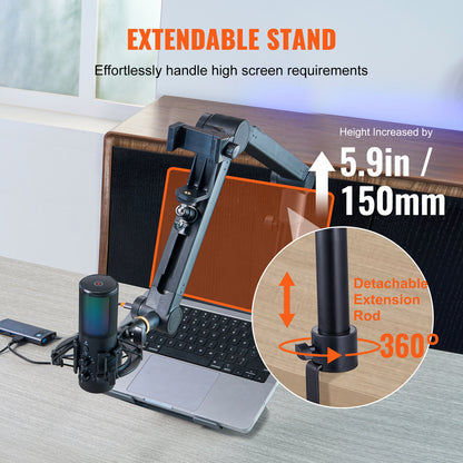 US Local VEVOR Microphone Boom Arm With Desk Mount,  Rotatable, Adjustable Mic Stand With Adapter Port Headset Hook, For Blue Hyperx Quadcast Blue Snowball Shure SM7B Audio Technica