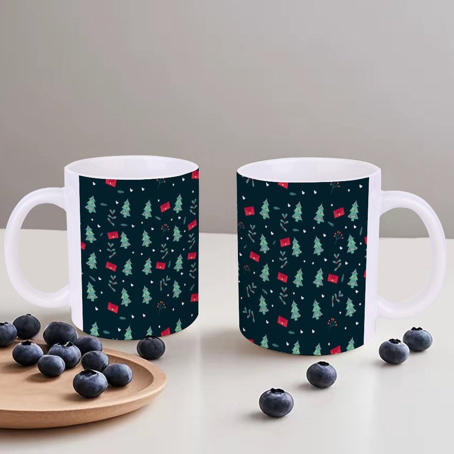 POD US Local White mug with full print, Christmas Tree Green 0040