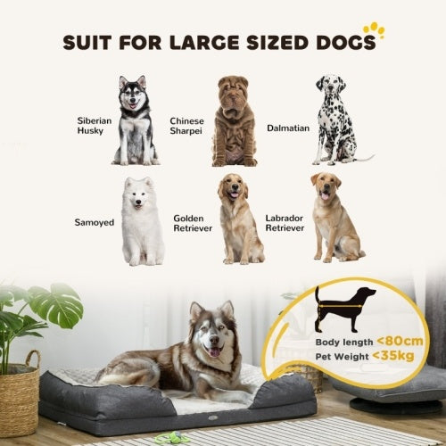 UK Local PawHut Calming Dog Bed Pet Mattress W  Removable Cover, Anti-Slip Bottom, For Large Dogs, 120L X 80W X 22Hcm - Charcoal Grey