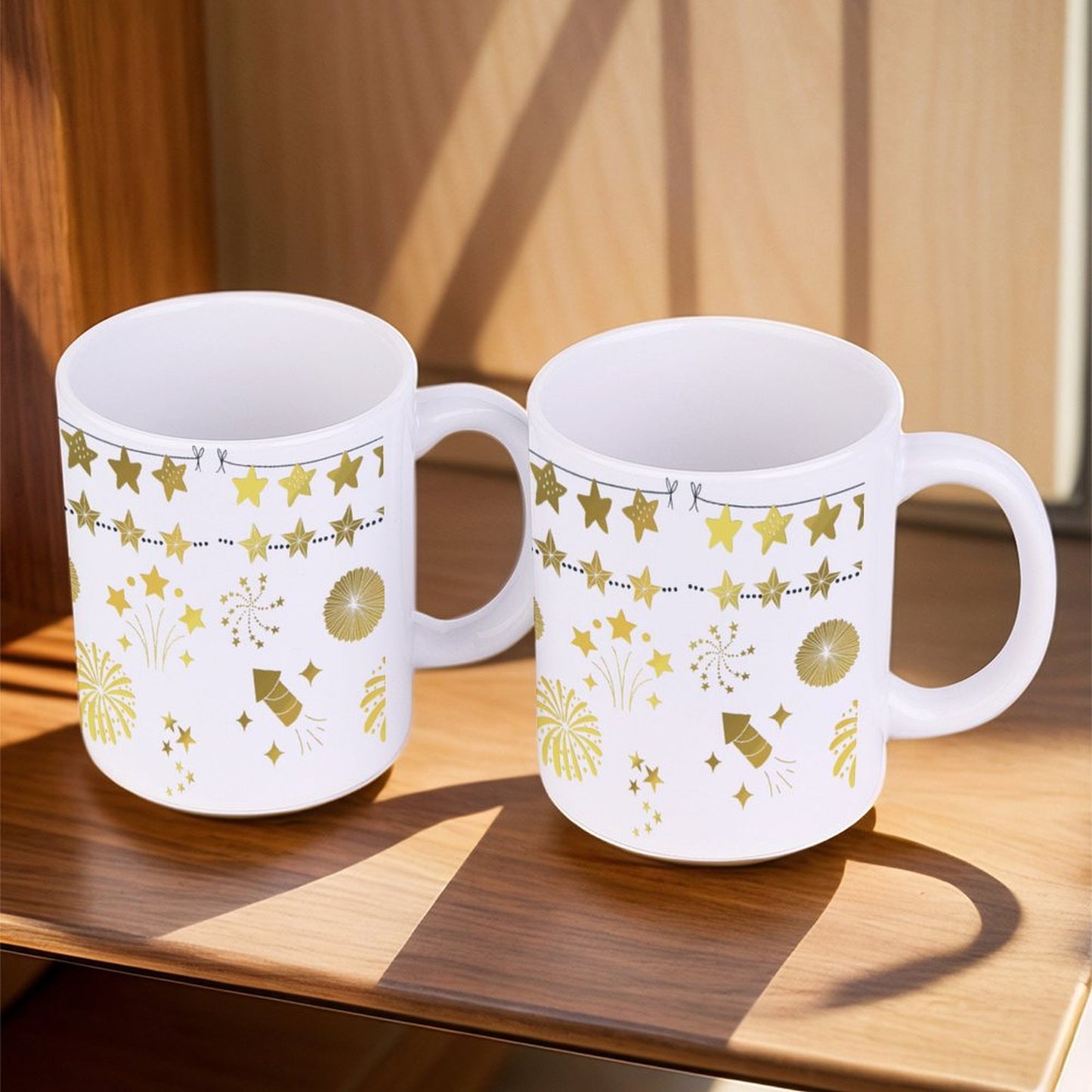 POD US Local White mug with full print, Christmas Gold 0022