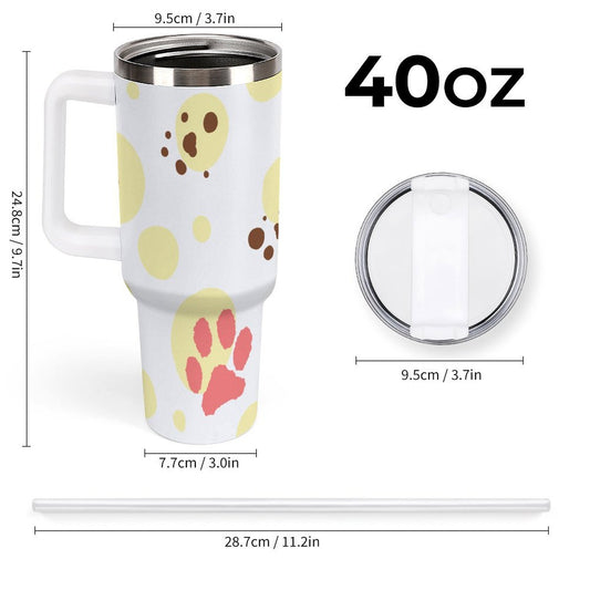 PHDT00264 POD US Local Tumbler 40 oz Large Capacity Car Cup Cat Footprints Yellow