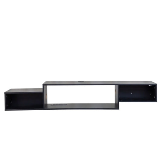 US Local 65.35in Wall Mounted Floating TV Stand With 20 Color LEDs And Charging Station