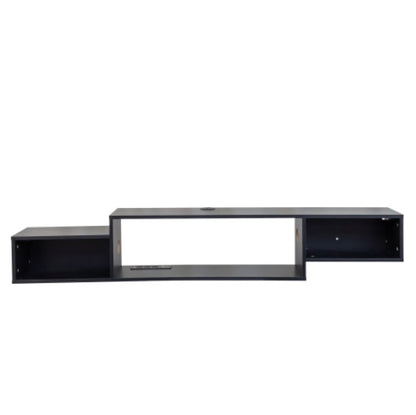 US Local 65.35in Wall Mounted Floating TV Stand With 20 Color LEDs And Charging Station