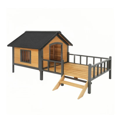 US Local Outdoor Large Wooden Cabin House Style Wooden Dog Kennel With Porch