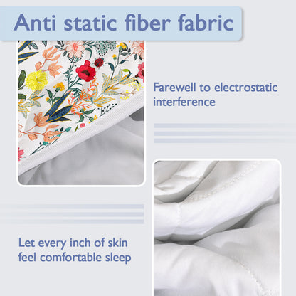 US Local Floral Quilt 3 Pieces Microfiber Quilt Sets Lightweight Bedspreads Botanical Coverlets Quilt Bedding Set All Season Quilts