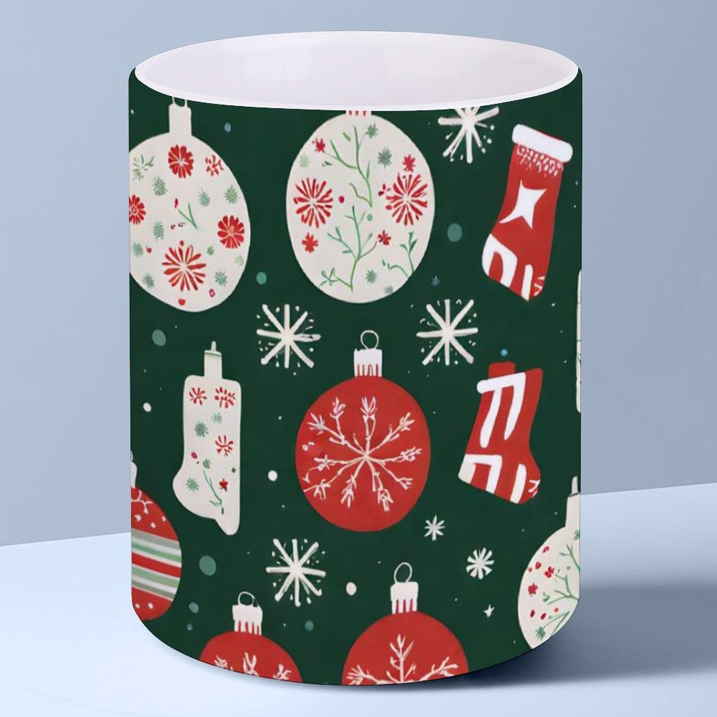 POD US Local White mug with full print, Christmas Lights 0091