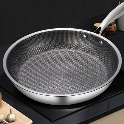 US Local 1 PC Household Kitchen Honeycomb Stainless Steel Non Stick Frying Pan,Easy To Clean, Suitable For Frying Steak, Fish, And Eggs,Suitable For All Stoves