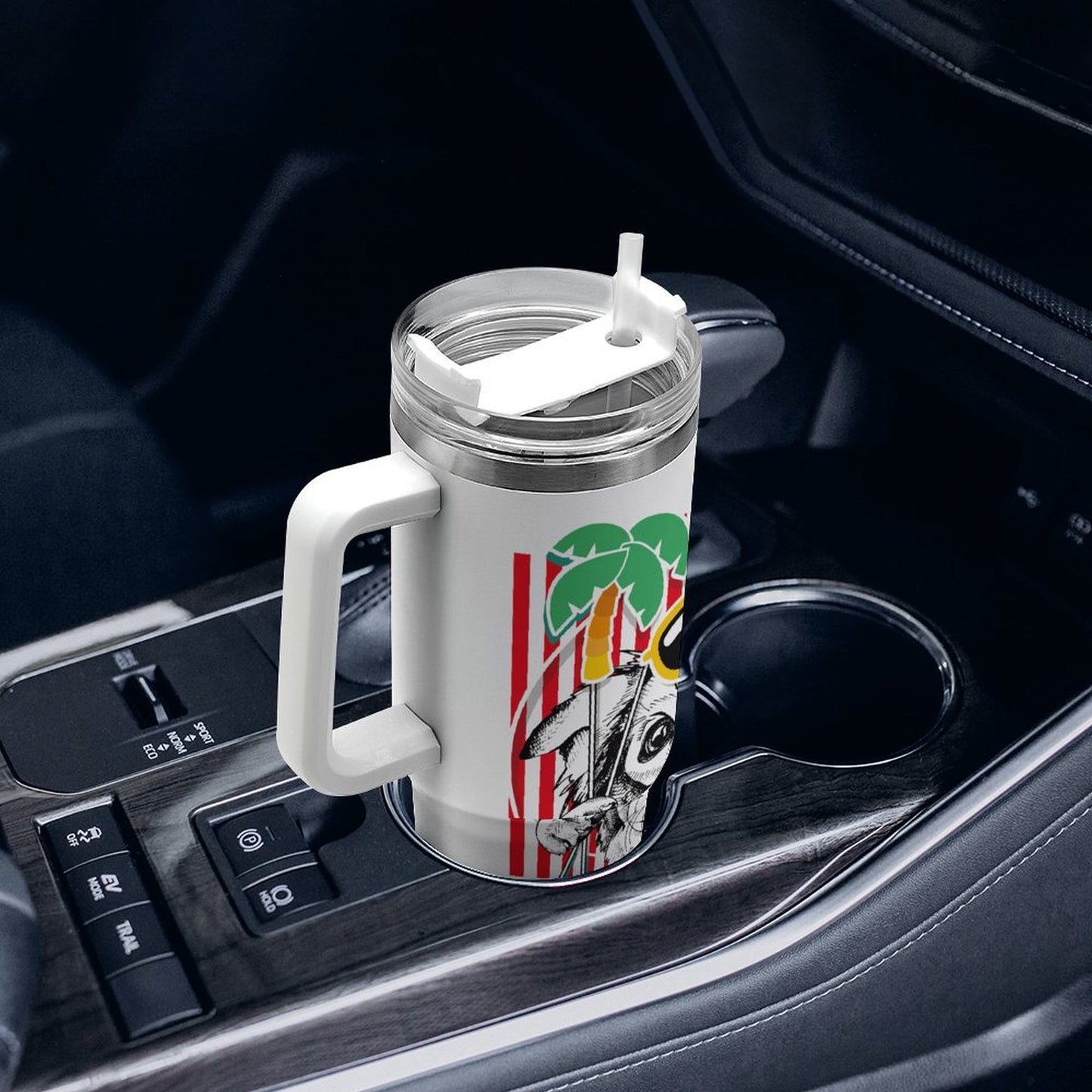 PHDT00358 POD US Local Tumbler 40 oz Large Capacity Car Cup Dog Summer Striped