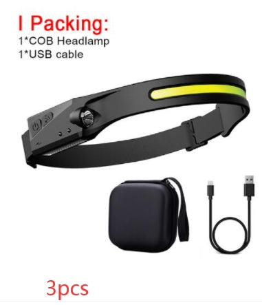 USA Local COB LED Induction Riding Headlamp Flashlight USB Rechargeable Waterproof Camping Headlight With All Perspectives Hunting Light
