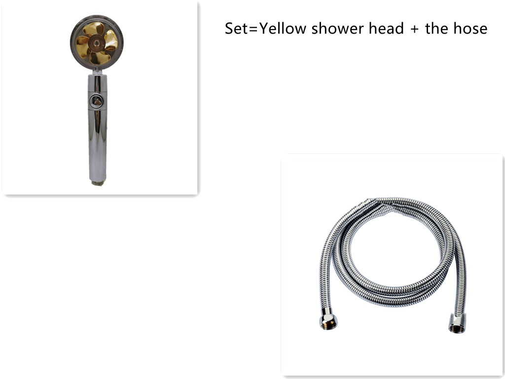 US Local Shower Head Water Saving Flow 360 Degrees Rotating With Small Fan ABS Rain High Pressure Spray Nozzle Bathroom Accessories