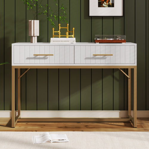 UK Local Dressing Table With 2 Drawers 75 Cm High ,Chest Of Drawers Bedroom Highboard White Sideboard Chest Of Drawers For Bedroom, White  H76.5 W100 D45 Cm