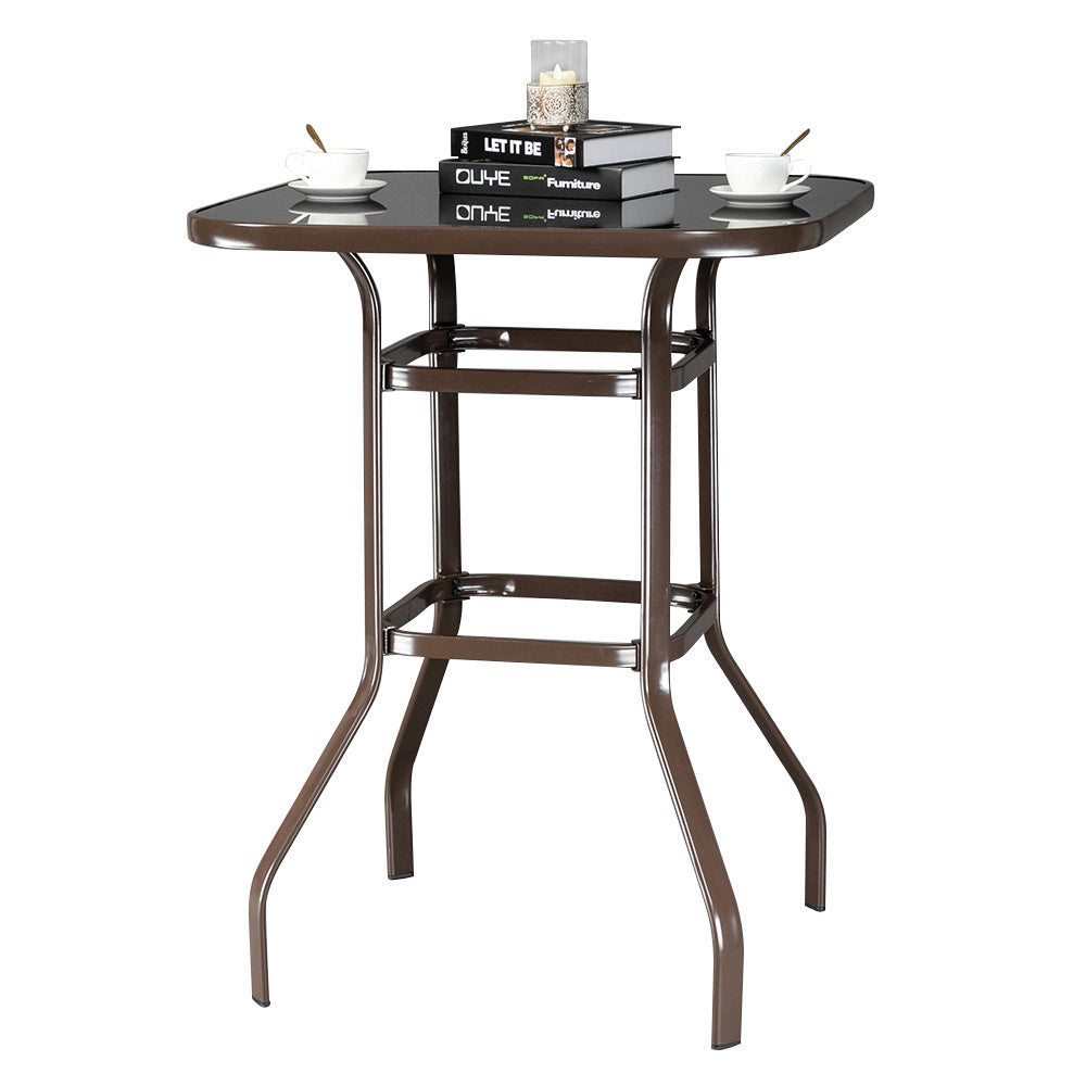 US Local Brown Wrought-iron Glass High Bar Table