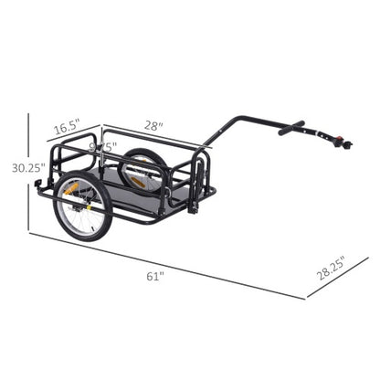 US Local Aosom Bike Cargo Trailer, Bicycle Trailer, Heavy-Duty Bike Wagon Cart, Foldable Compact Storage, With Universal Hitch, 16 Wheels, 88 Lbs. Capacity, Black