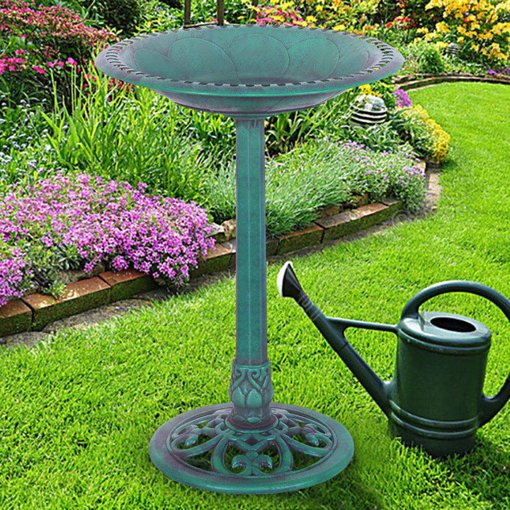 US Local Outdoor Garden Green Pedestal Bird Bath Feeder