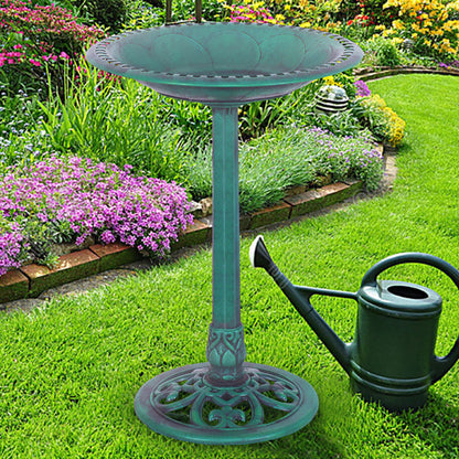 US Local Outdoor Garden Green Pedestal Bird Bath Feeder