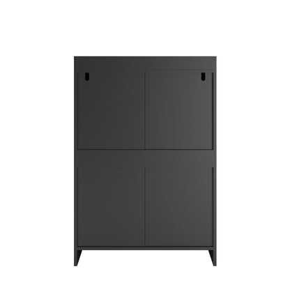 US Local 4 Drawer Dresser, Chest Of Drawers Without Handle,Black Dresser For Bedroom Waterproof, Modern Wooden Cabinet With Sturdy Frame For Living Room, Entryway, Bedroom, Hallway, Office