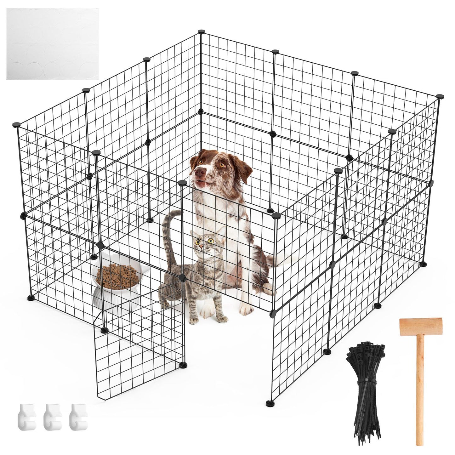 US Local 1Pc Small Animal Playpen With Door Dog Metal Playpen Small Medium Kitten Puppy Guinea Pig Rabbit Kennel Small Animal Cage Metal Wire Fence For Indoor Outdoor Yard Camping