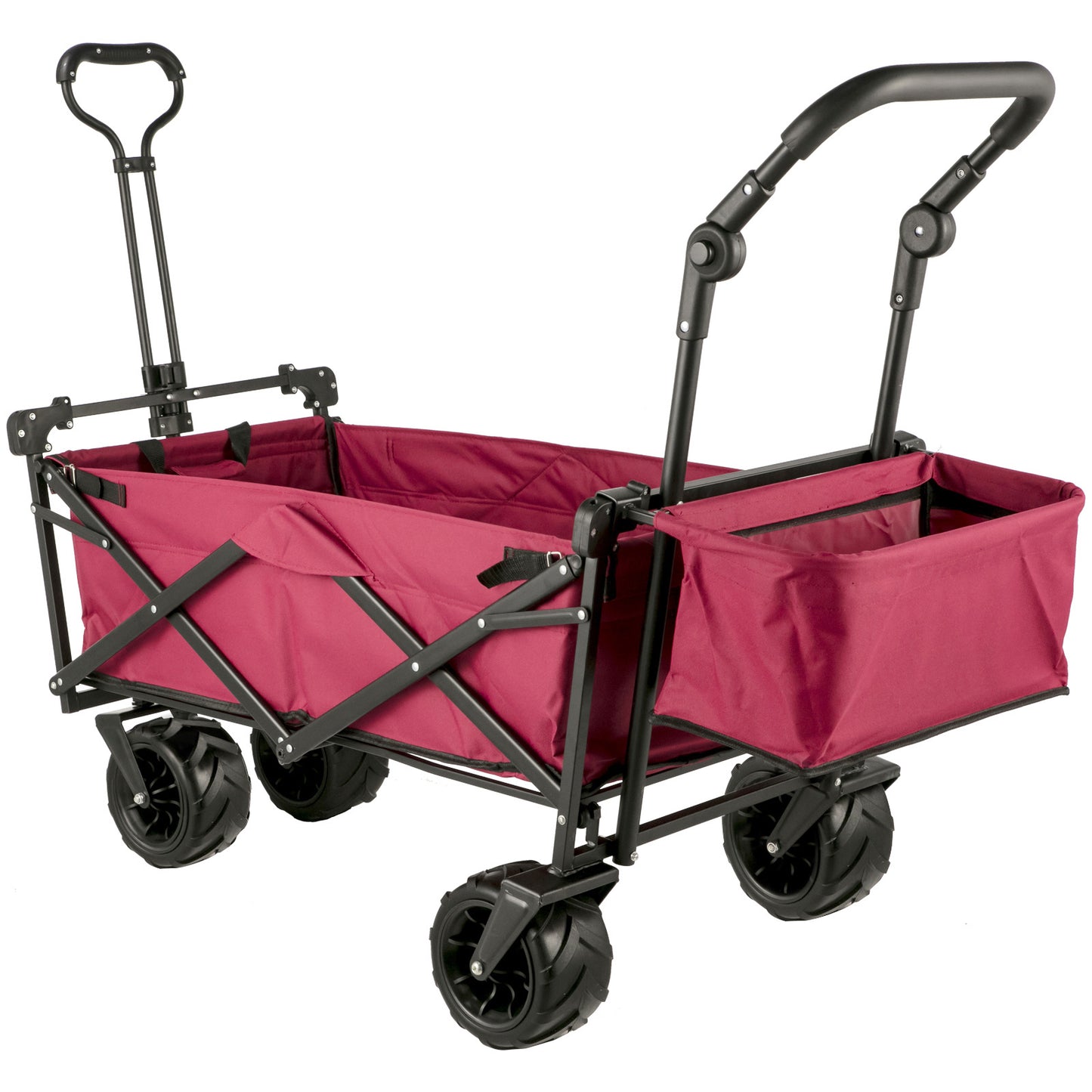 US Local VEVOR Extra Large Collapsible Garden Cart With Removable Canopy, Folding Wagon Utility Carts With Wheels And Rear Storage, Wagon Cart For Garden, Camping, Grocery Cart, Shopping Cart, Red