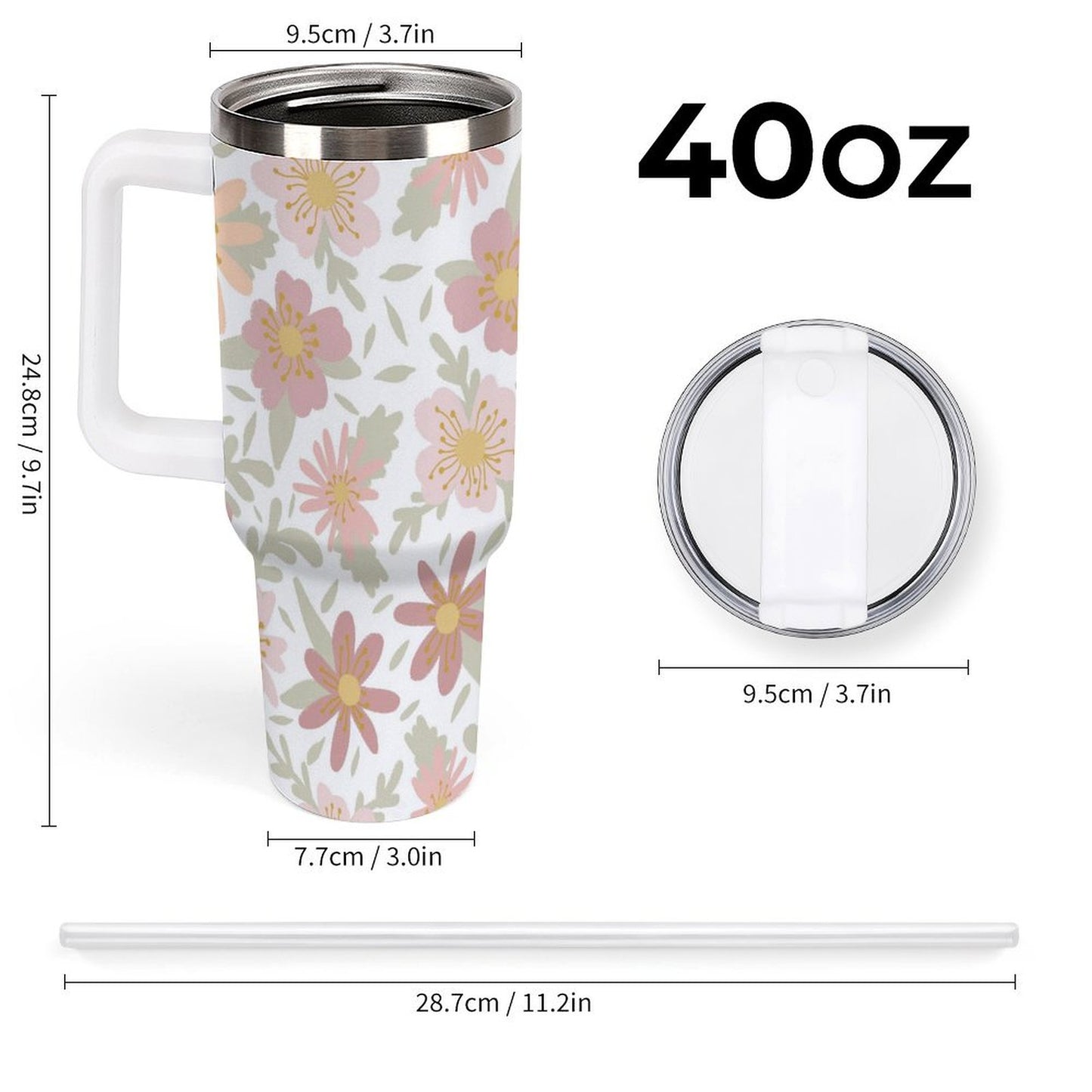 PHDT00375 POD US Local Tumbler 40 oz Large Capacity Car Cup Flowers, Warm Cozy