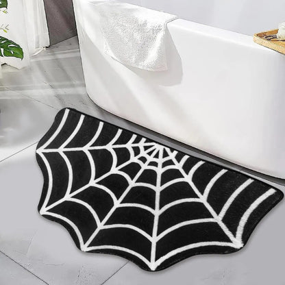 US Local Spider Web Bath Mat 19.7 X 31.5 In Large Spider Web Rugs For Bedroom Gothic Home Decor Witchy Horror Goth Room Rugs Machine Washable Non-Slip Area Rugs For Front Door Kitchen
