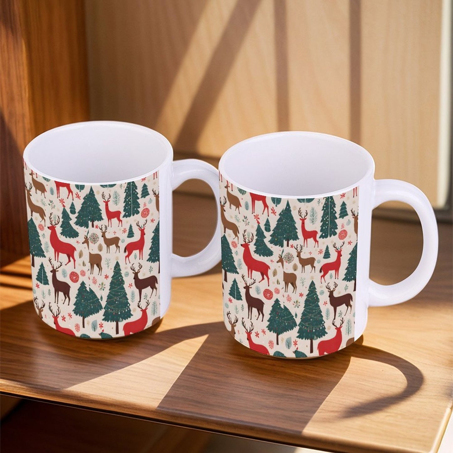 POD US Local White mug with full print, Christmas Trees 0007