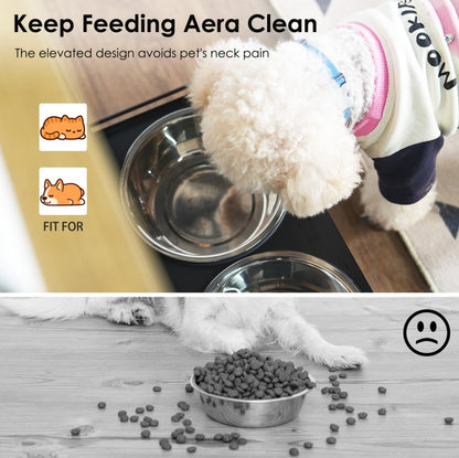 US Local Feeding Station With 1 Locker, Pet Feeding Station With 2 Overhead Dog Bowls, Side Hooks, Anti-Tipping Kit, Concealed Pet Feeding Station For Feeding And Drinking, Black