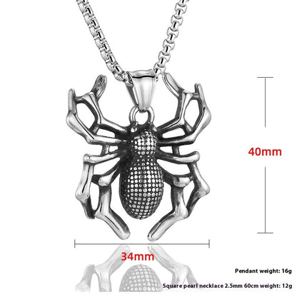 Titanium Steel Spider Punk Men's Necklace Pendant